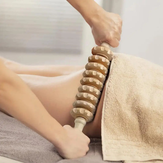 Wood Grooved Massage Roller