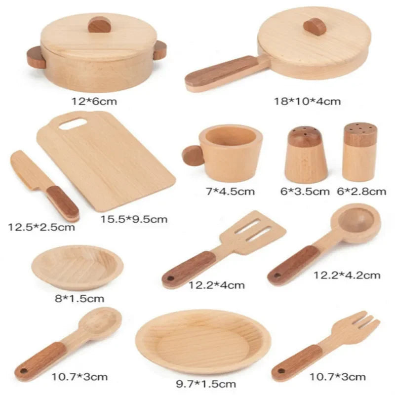 Kids Wooden Kitchenware Toy Set