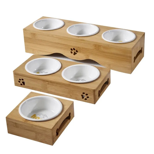 Bamboo Pet Bowl Tray