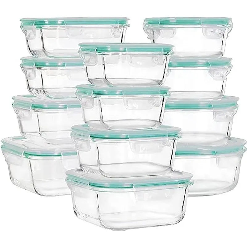 Glass Food Storage Containers with Lids, |24 Pieces|