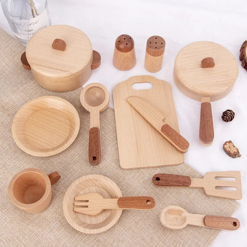 Kids Wooden Kitchenware Toy Set
