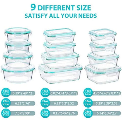 Glass Food Storage Containers with Lids, |24 Pieces|